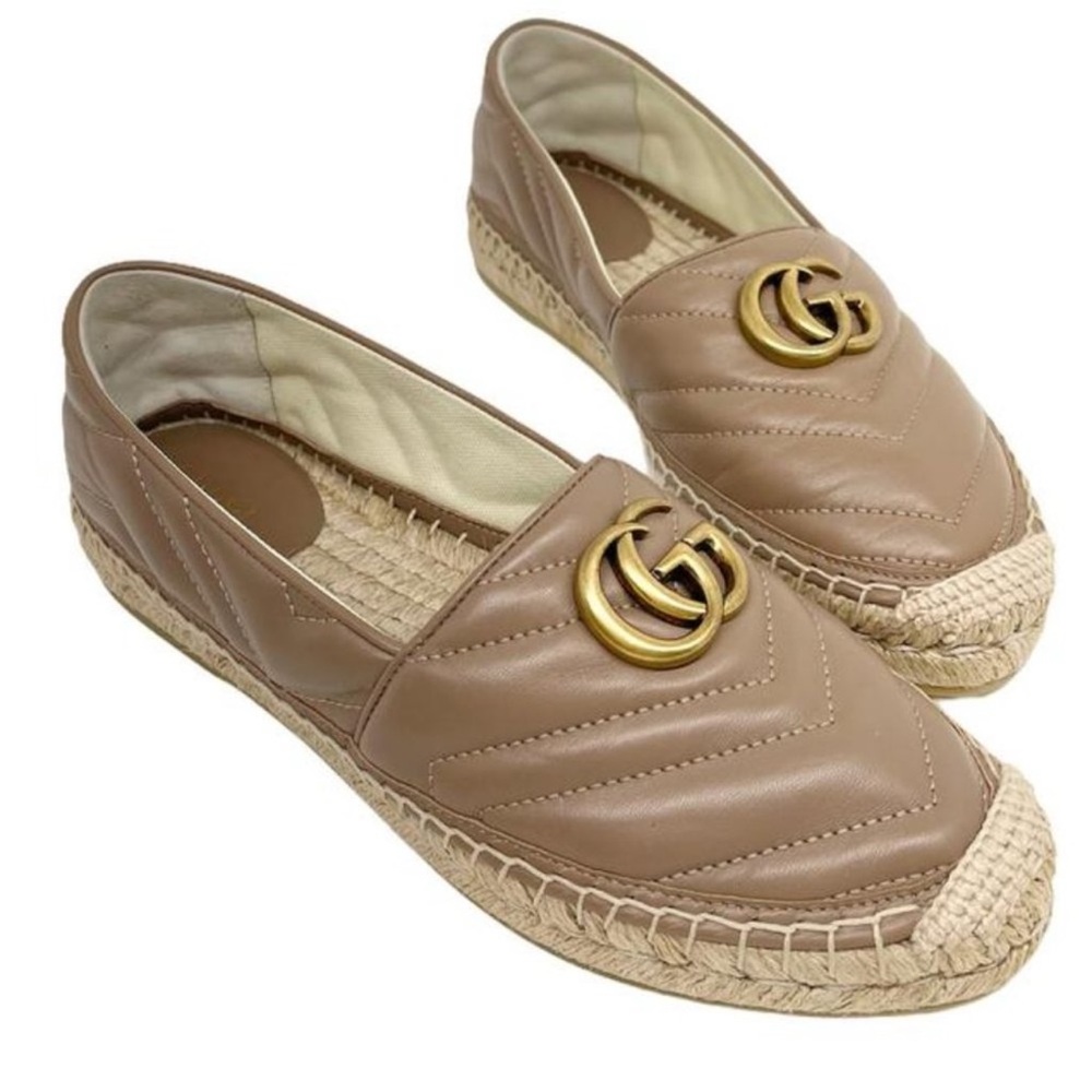 Authentic Gucci Leather Espadrille with Double G